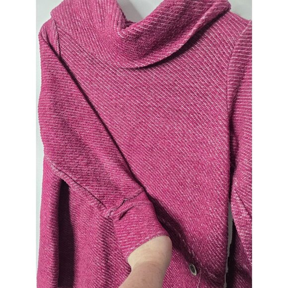 Soft Surroundings Sweater PL Red Cowl Neck Textured Knit Buttons Lagenlook Boho - Picture 11 of 13